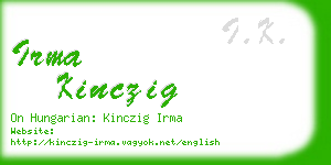 irma kinczig business card